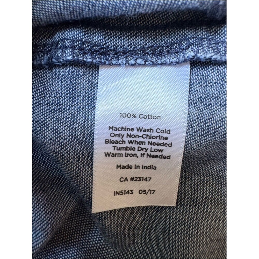 Talbots Chambray Denim Shift Dress Size 12 Tie Sleeve 100% Cotton Blue - Picture 5 of 8